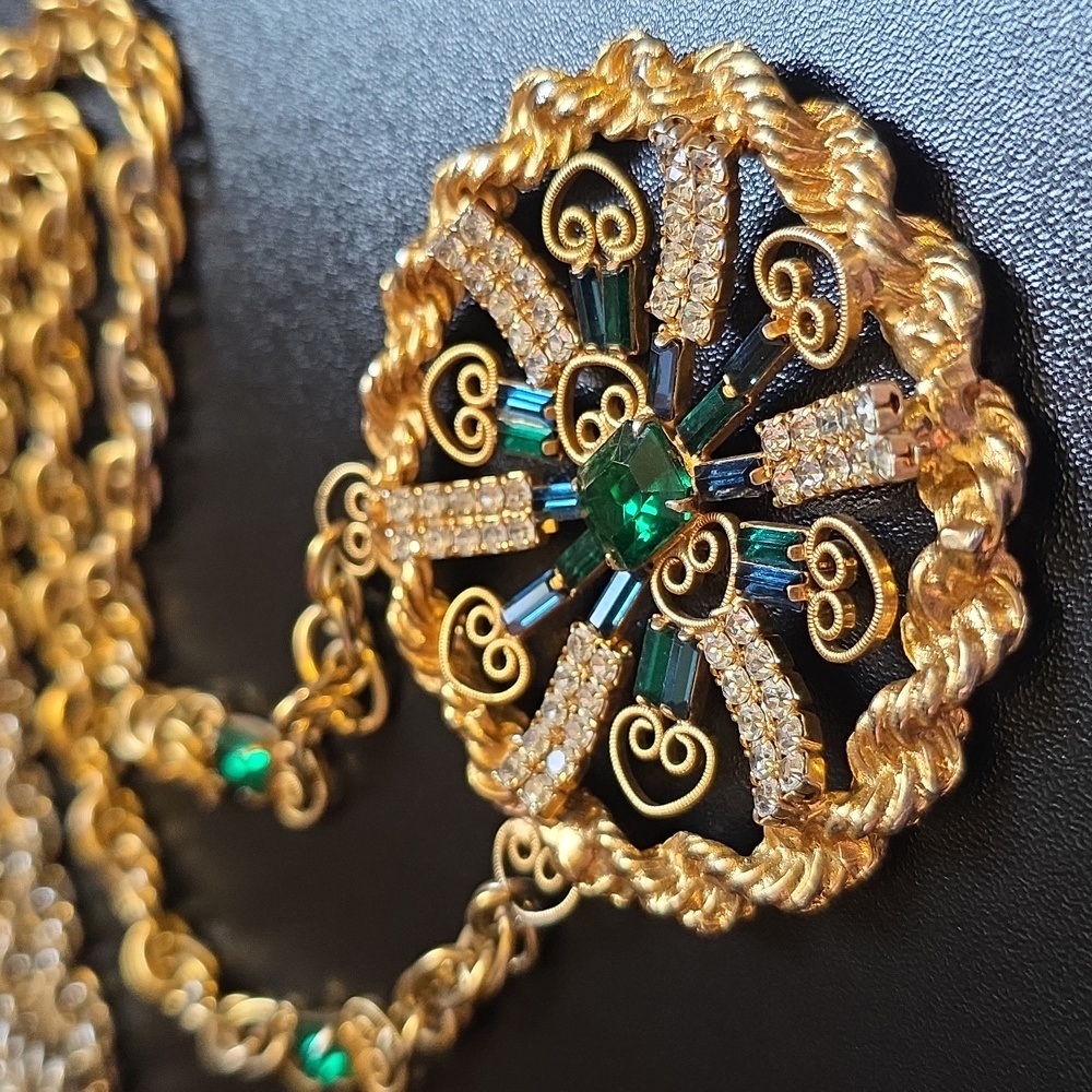 Eisenberg Huge Medallion Rhinestone Necklace